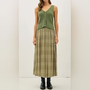 Plaid Green Maxi Skirt
